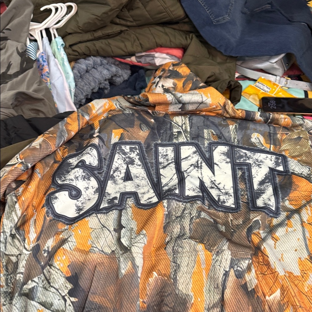 Camouflage Jacket with Bold Lettering